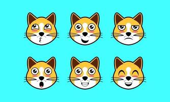 vector de un lindo icono de expresión facial animal gato mascota