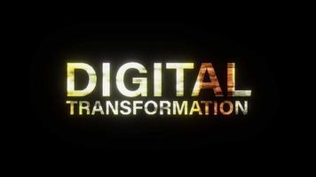 DIGITAL TRANSFORMATION golden shine text glitch effect loop video