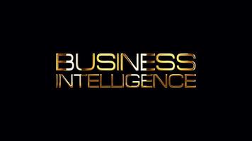 BUSINESS INTELLIGENCE golden text with light effect isolated video