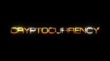 CRYPTOCURRENCY gold text glitch effect loop on black video