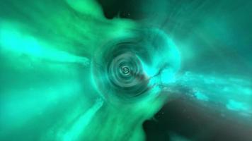 boucle de rotation de trou de ver de tunnel de nuage vert turquoise lueur
