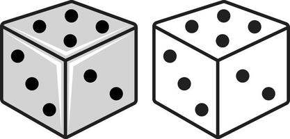 colorful and black and white dice for coloring book vector