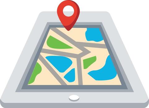 tableta colorida con vector de mapa de navegación