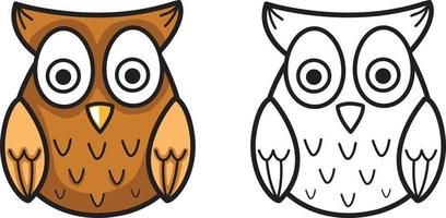 colorful and black and white owl for coloring book vector