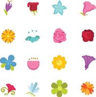 vector de conjunto de iconos de flores