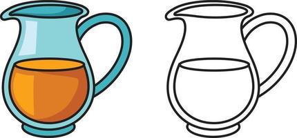 colorful and black and white jug for coloring book vector