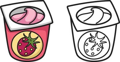 colorful and black and white yogurt for coloring book vector