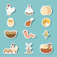 chicken set icon vector