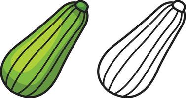 colorful and black and white zucchini for coloring book vector