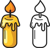 colorful and black and white candle for coloring book vector