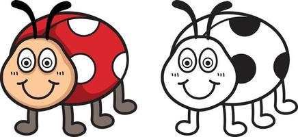 colorful and black and white ladybug for coloring book vector