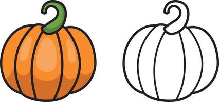 colorful and black and white pumpkin for coloring book vector