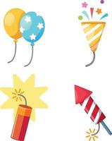 Holiday set firecracker,balloon,popper party vector