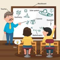 el maestro enseñando a sus alumnos en el aula vector