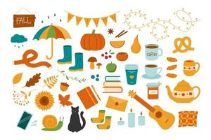 Vector set of autumn items