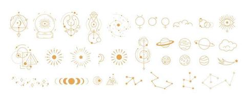 Big set of magic and astrological symbols. Mystical signs, zodiac vector