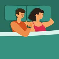 couple man and woman sleeping embrace. flat vector illustration