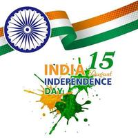 día de la independencia de la india, 15 de agosto, cinta, en, hermoso, texto vector