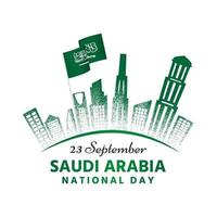 día nacional de arabia saudita con edificio curvo vector