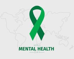 World Mental Health Day Ribbon World Map Vector