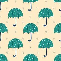 pattern with umbrellas and hearts on a beige surface vector