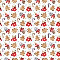 pattern of assorted traditional desserts for Christmas celebration vector