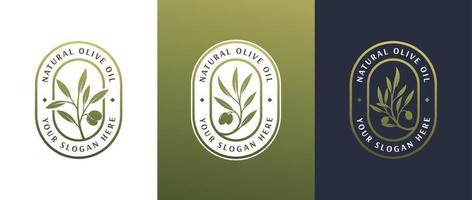 olive oil label logo badge design vector