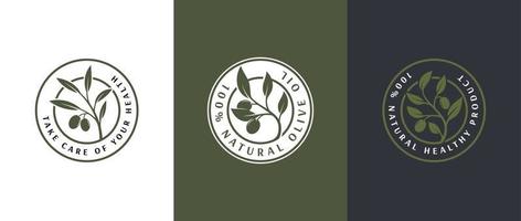 olive oil label logo template vector