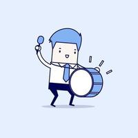 Businessman with big drum. vector