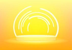 Empty podium studio yellow background for product display. vector