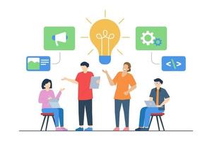 Business Teamwork Searching Idea Vector Illustration