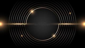 Abstract dots light circle luxury effect on black and gold background vector