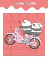 jigsaw puzzle game of panda riders and cat vector