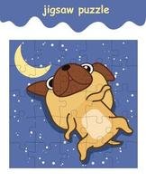 jigsaw puzzle game of Pug dog is sleeping vector