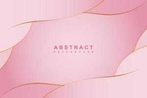 Abstract pink gradient color background with wavy lines gold element vector