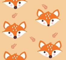 Seamless pattern with cute foxes and leaves vector