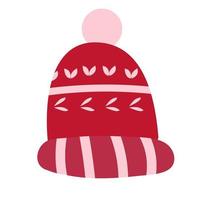 Red knitted winter hat isolated on white vector