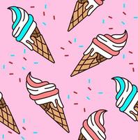 Ice cream seamless pattern, vector illustration.