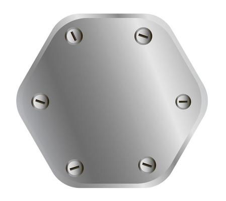 Shiny metal plate isolated on white background