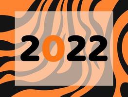 2022 isolated on tiger fur color. Black stripes on orange. vector