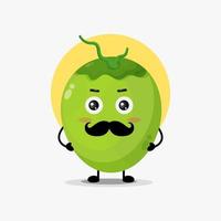 Cute coconut character with mustache vector