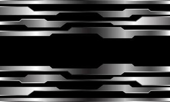 Circuito cibernético de línea plateada abstracta sobre negro vector