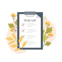 lista de tareas de otoño en tableta en estilo plano vector
