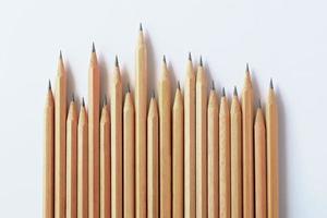 Group of wooden pencil isolated on white background. photo