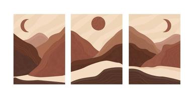 Set of abstract landscape posters. vector