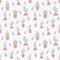 Seamless pattern with cute cactus vector