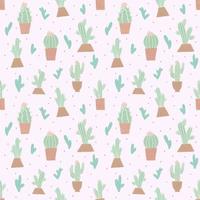 Seamless pattern with cute cactus vector