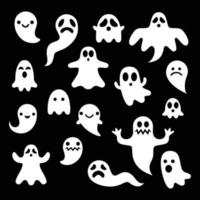 Cute white ghosts design, halloween vector image