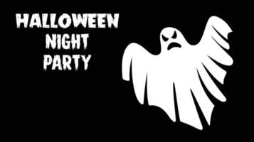 Halloween night party greeting card with ghost. vector