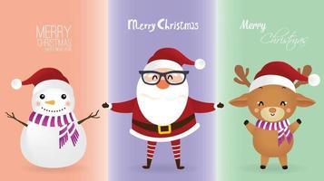 Merry Christmas and happy new year with cute. vector